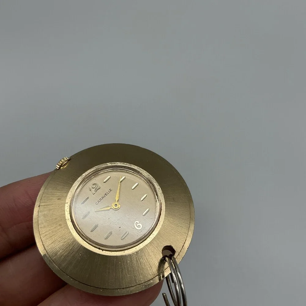 Vintage Caravelle Pendant Watch Women 36mm Gold Tone Manual Wind Swiss